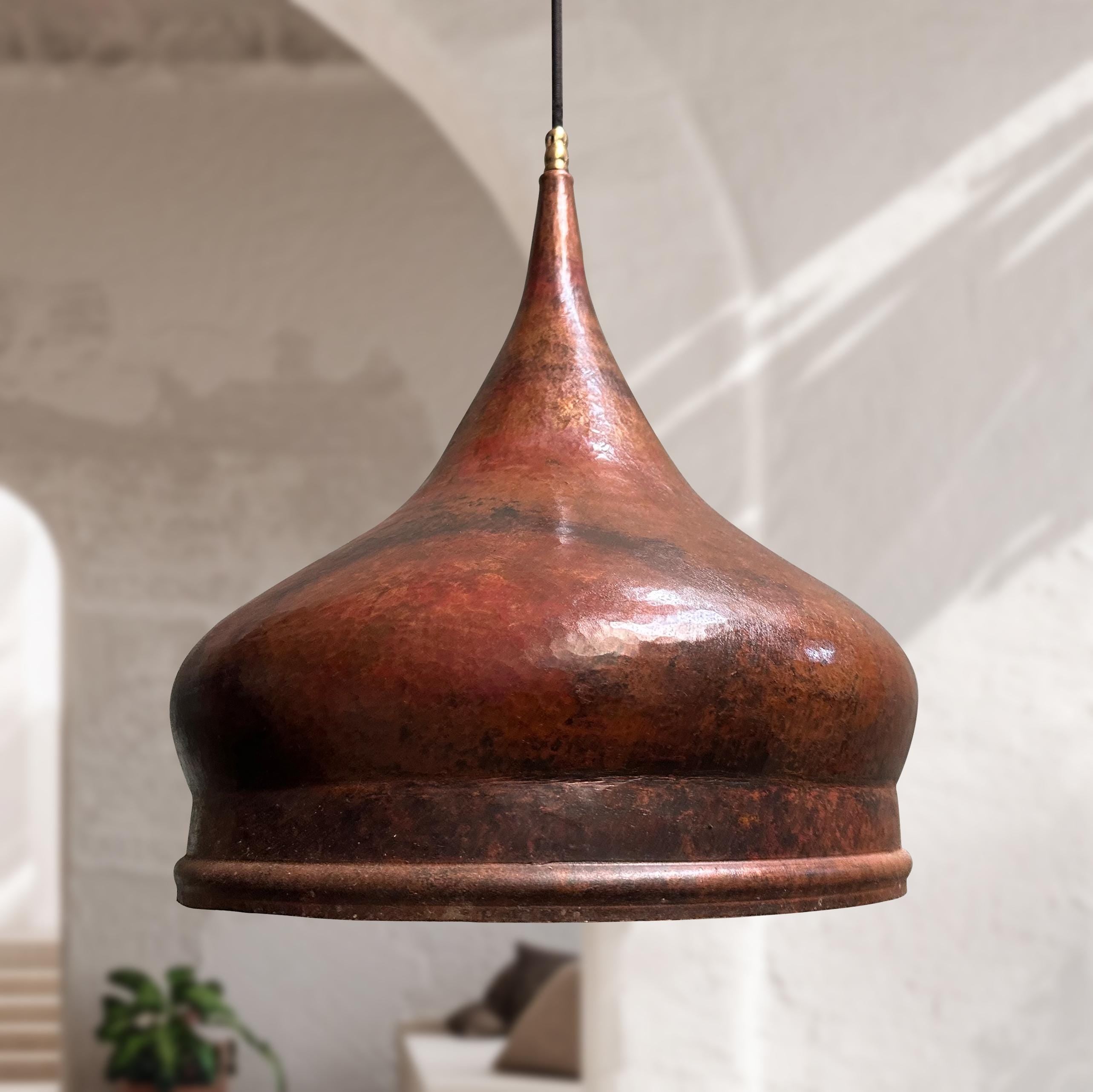 Vintage Handmade Copper Pendant Light Onion Dome Fixture