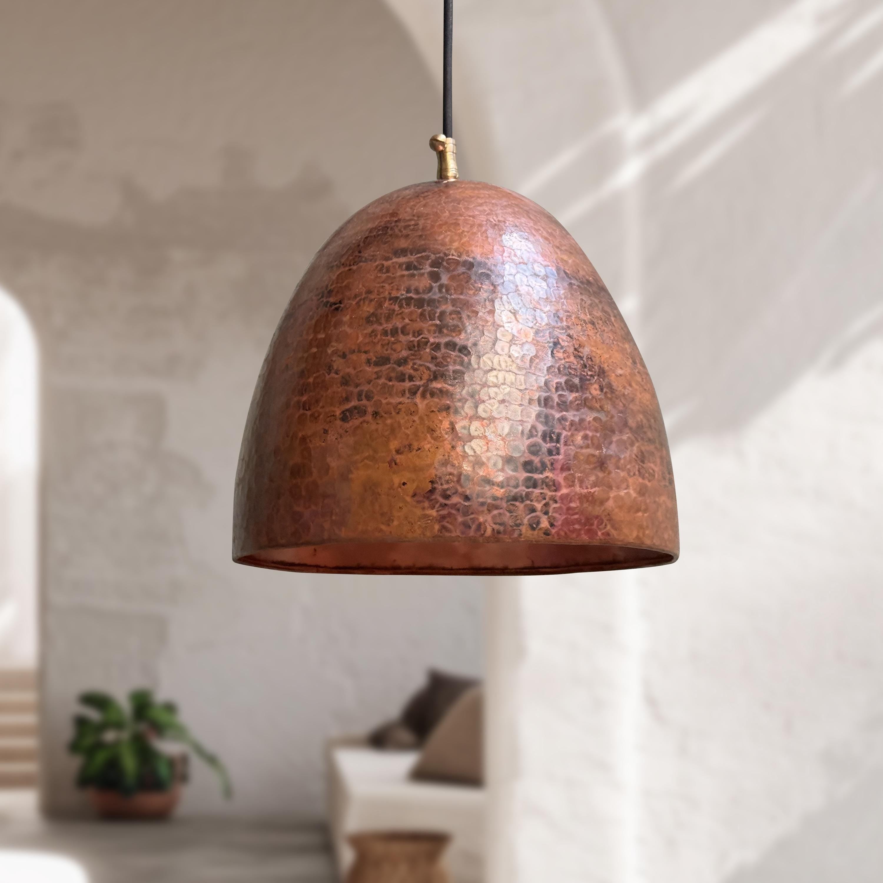 Copper Pendant Light Oxidized Dome Ceiling Fixture