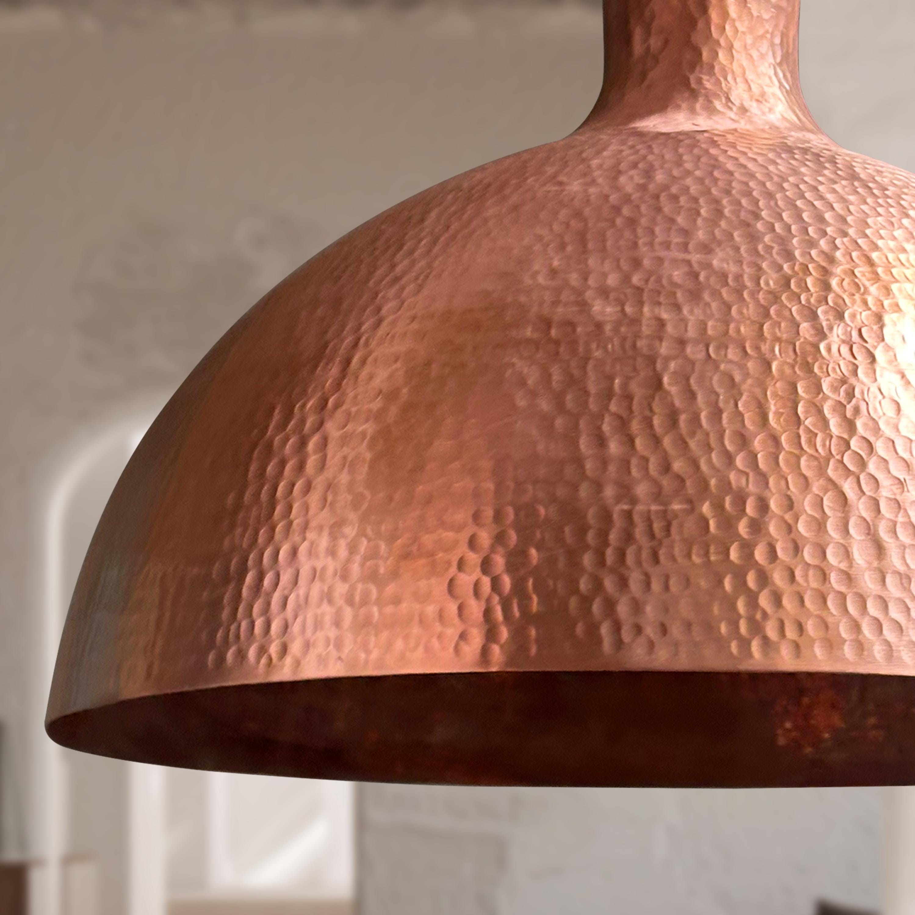 Handmade Copper Dome Pendant Light Hammered Fixture