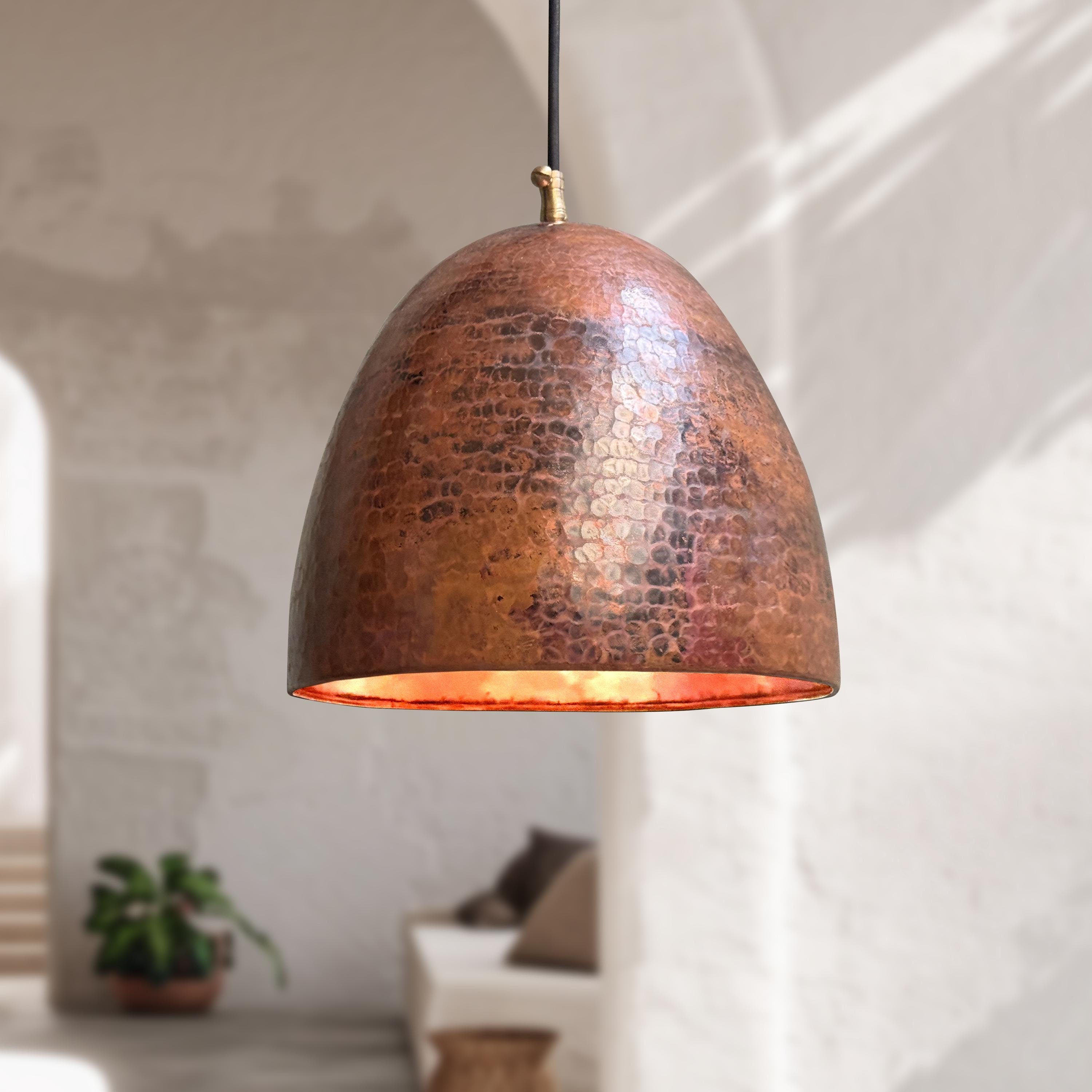 Copper Pendant Light Oxidized Dome Ceiling Fixture