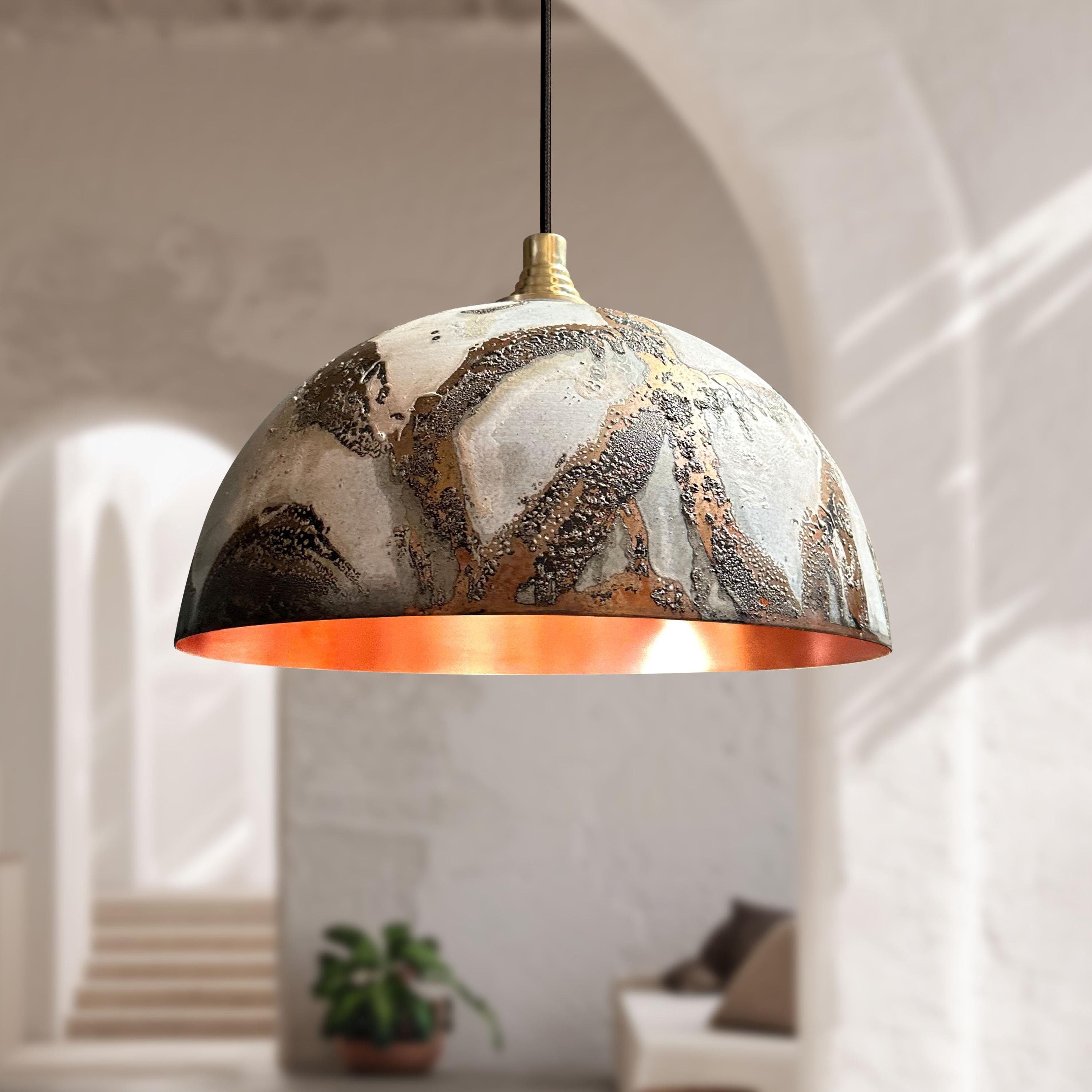 White Patina Copper Dome Ceiling Light