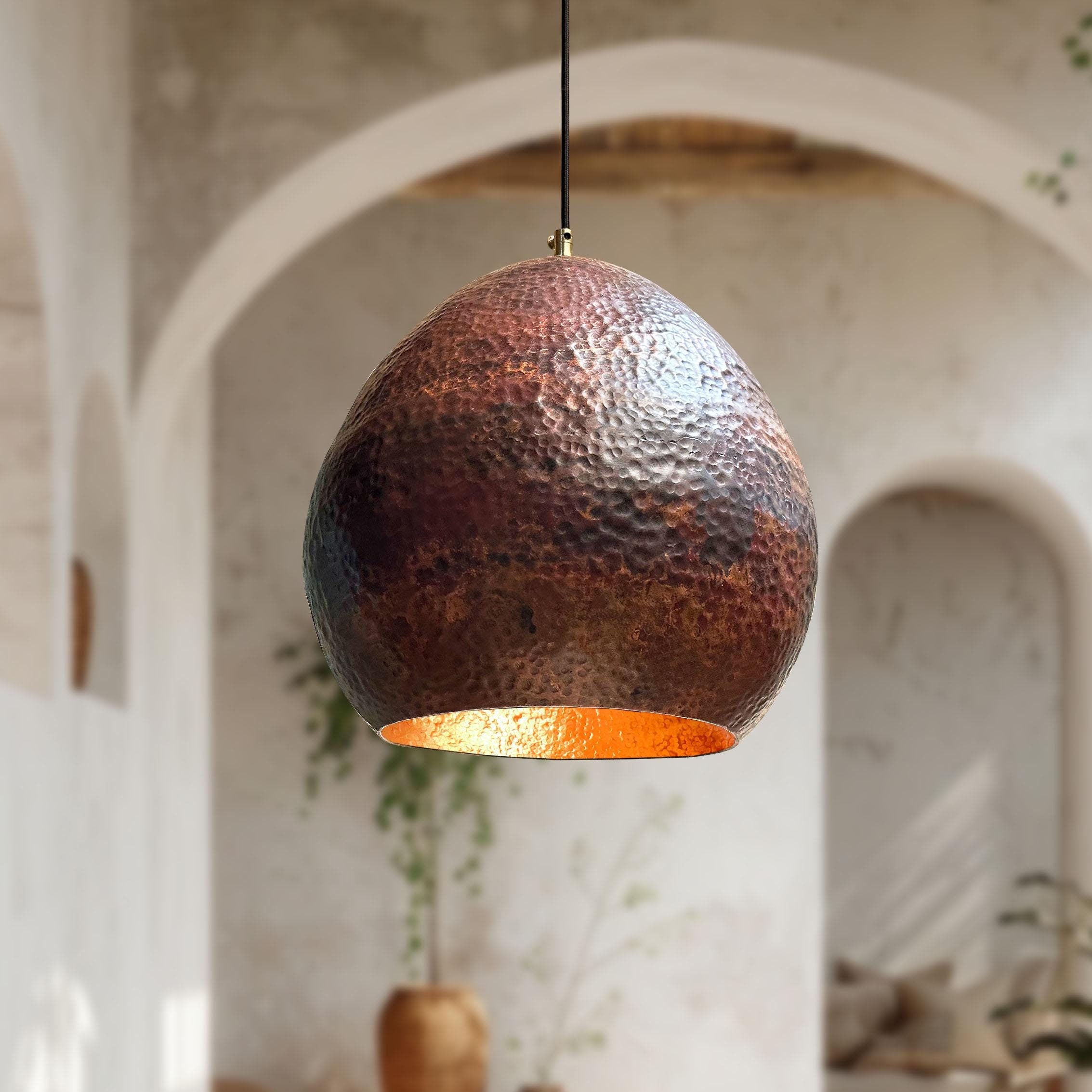 Handmade Hammered Copper Pendant Light