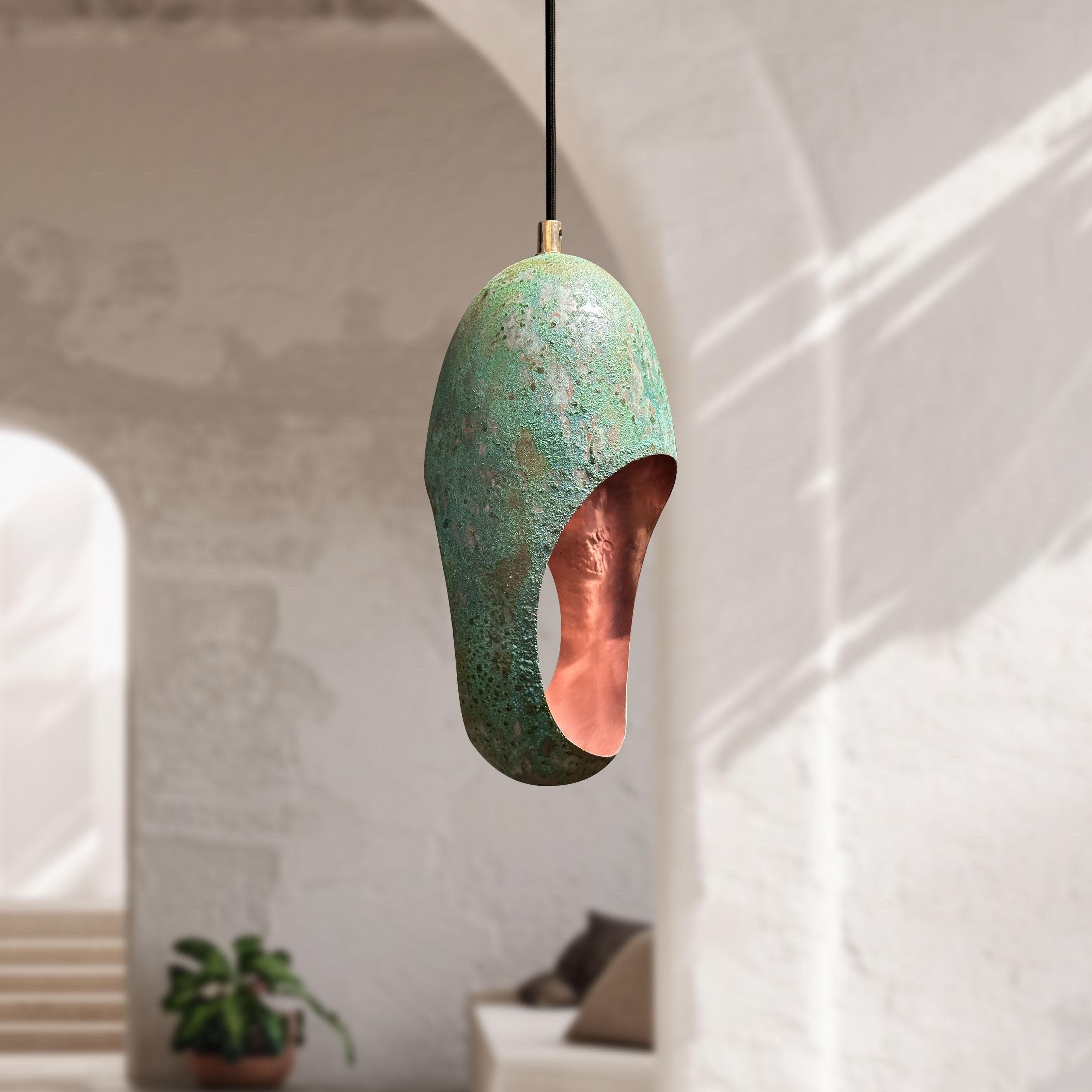 Green Patina Copper Pendant Light Farmhouse Fixture