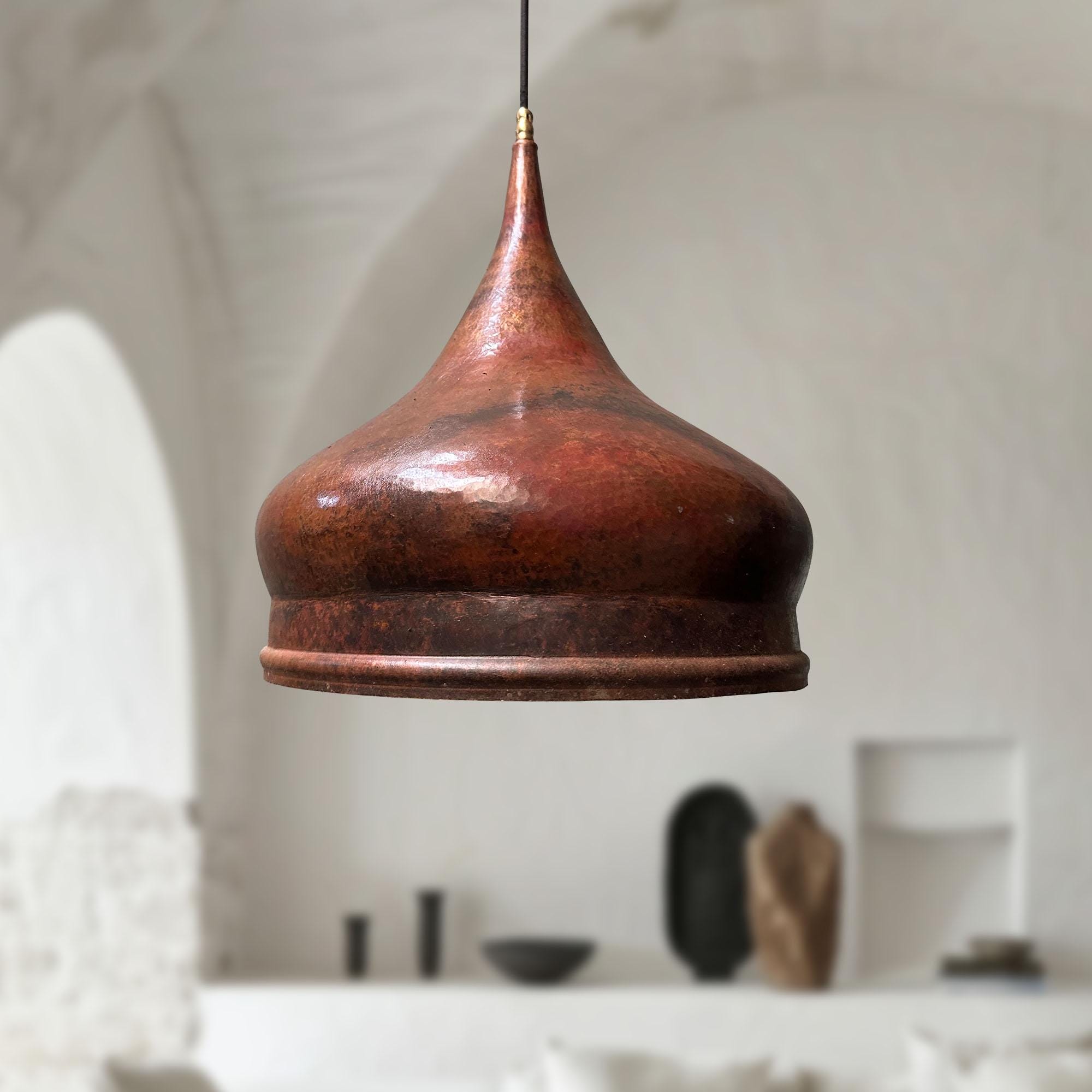 Hammered Copper Dome Ceiling Light Rustic Vintage Pendant