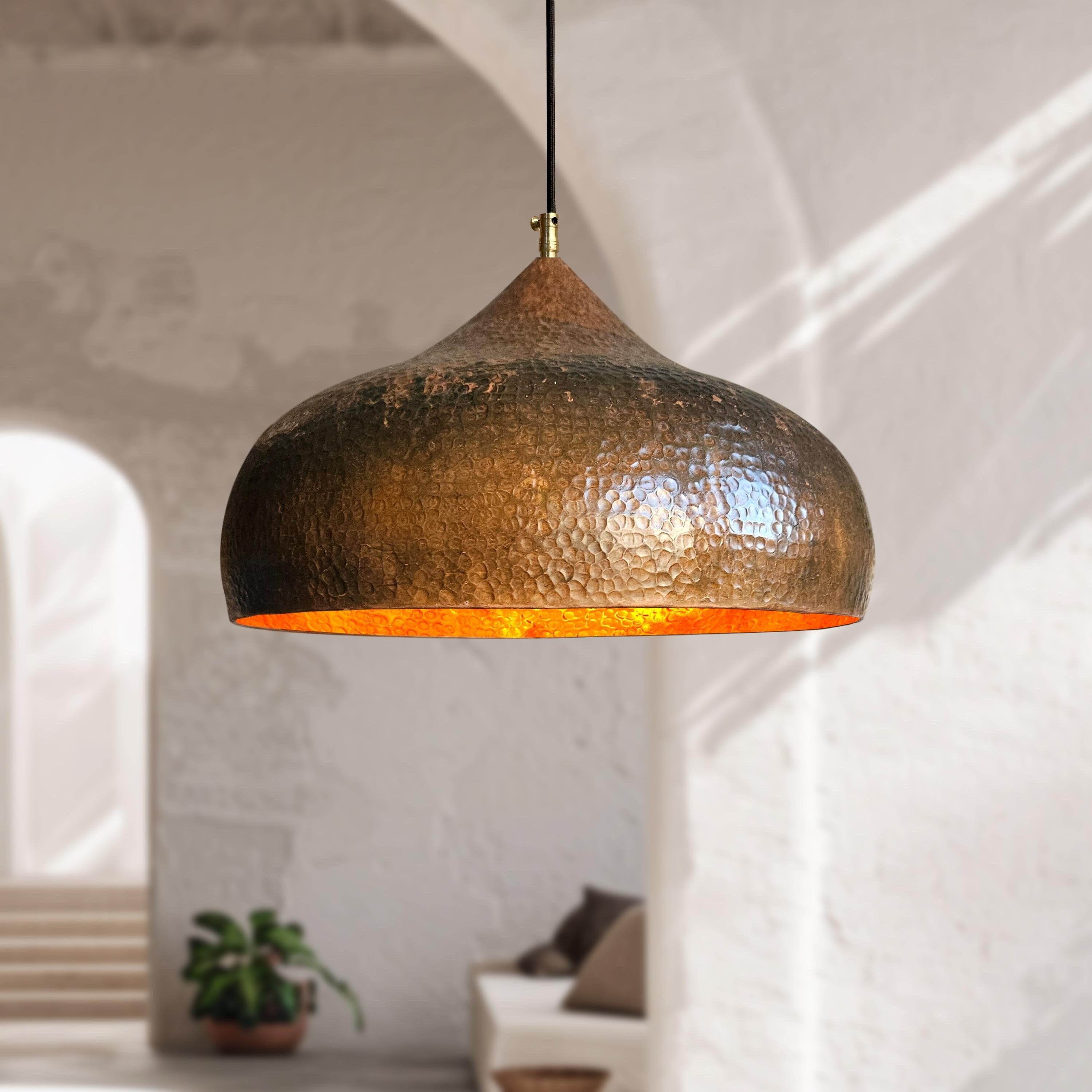 Copper Onion Shaped Kitchen Island Hanging Light Fixture