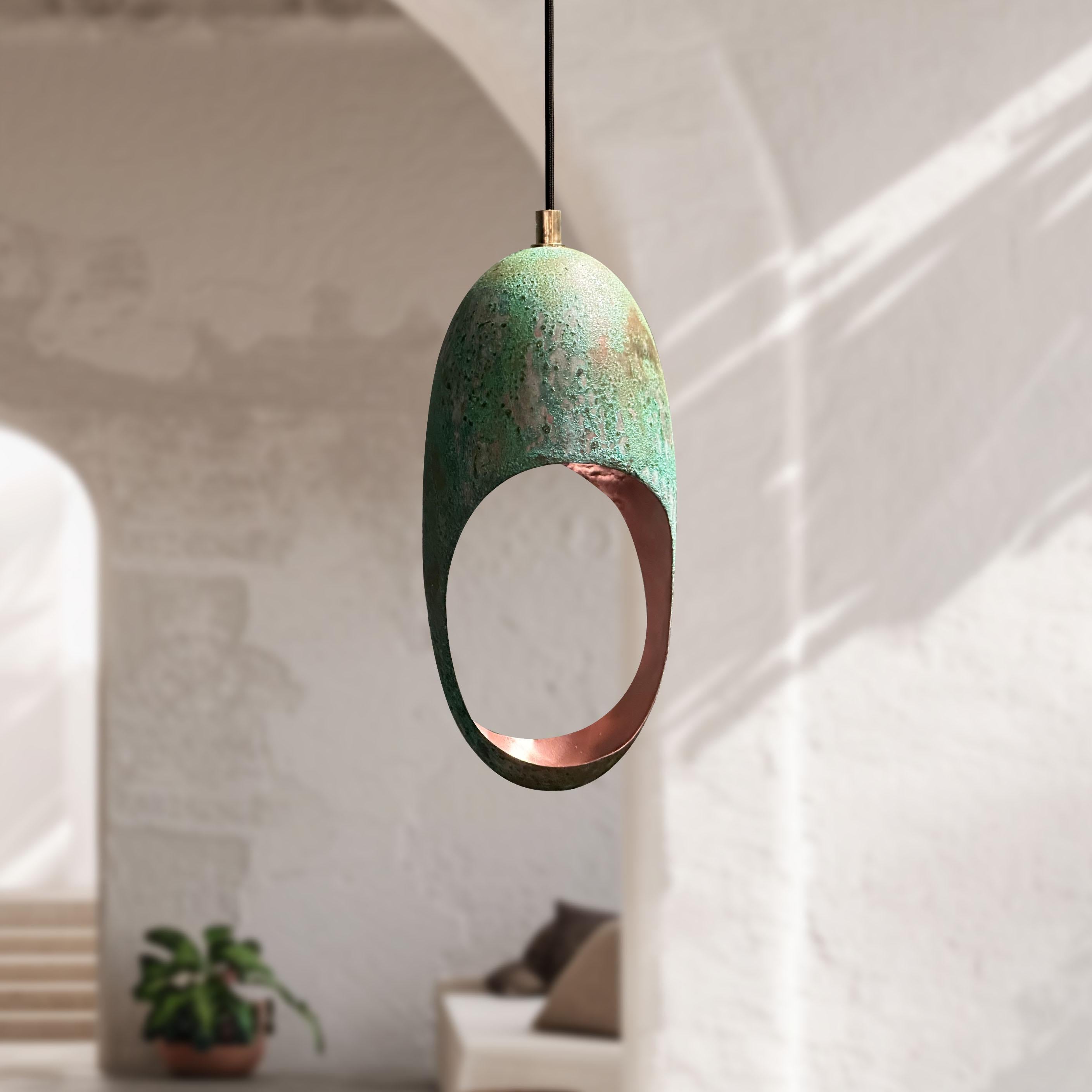 Green Patina Copper Pendant Light Farmhouse Fixture