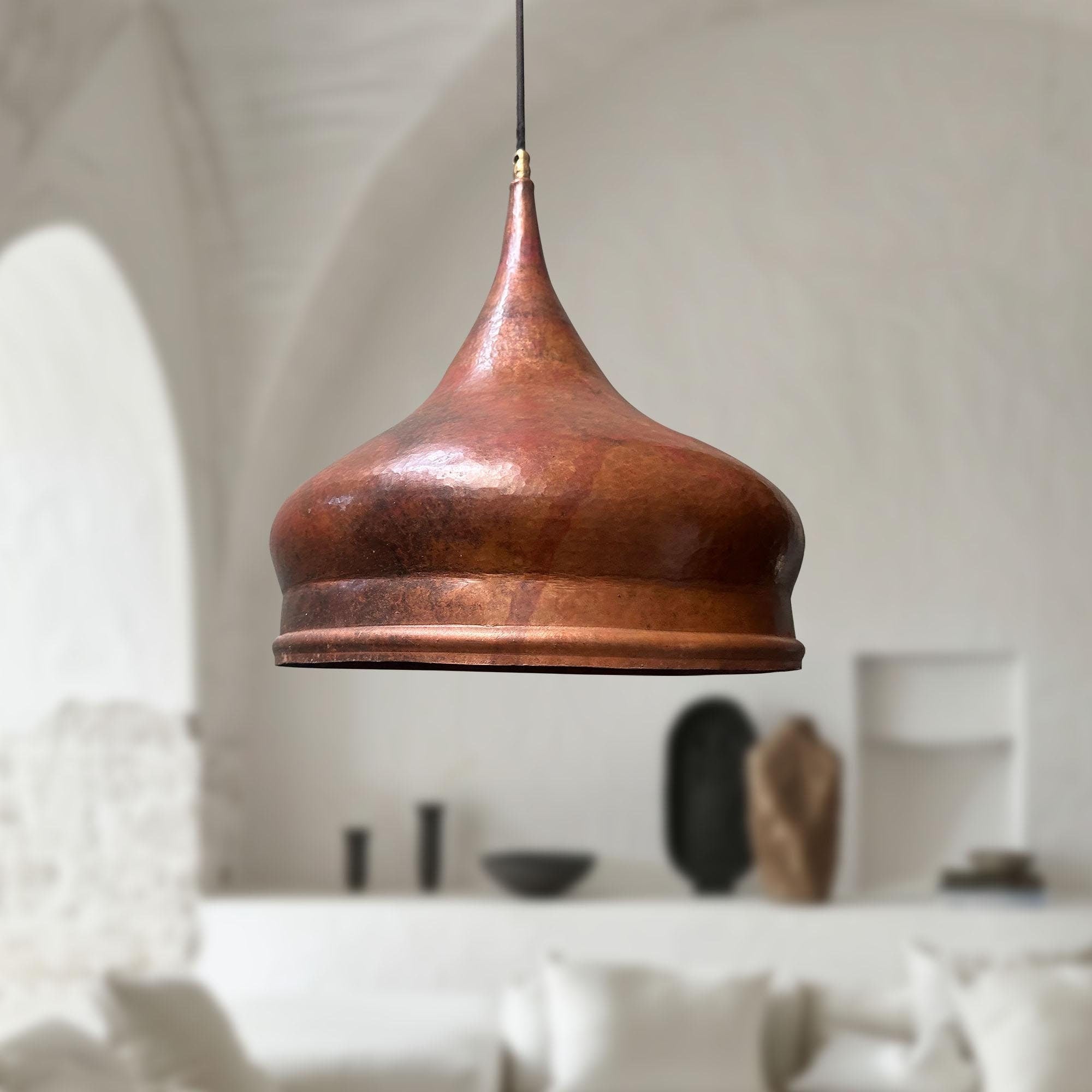 Hammered Copper Dome Ceiling Light Rustic Vintage Pendant